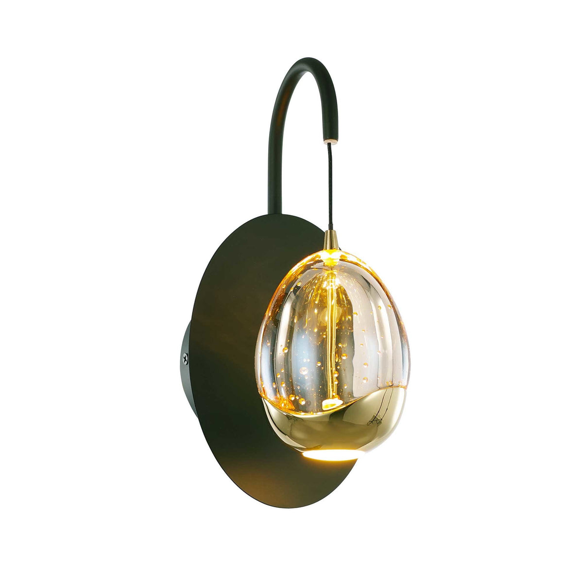 Highlight wandlamp Golden - 1 lichts - 16 x 27  cm - amber zwart