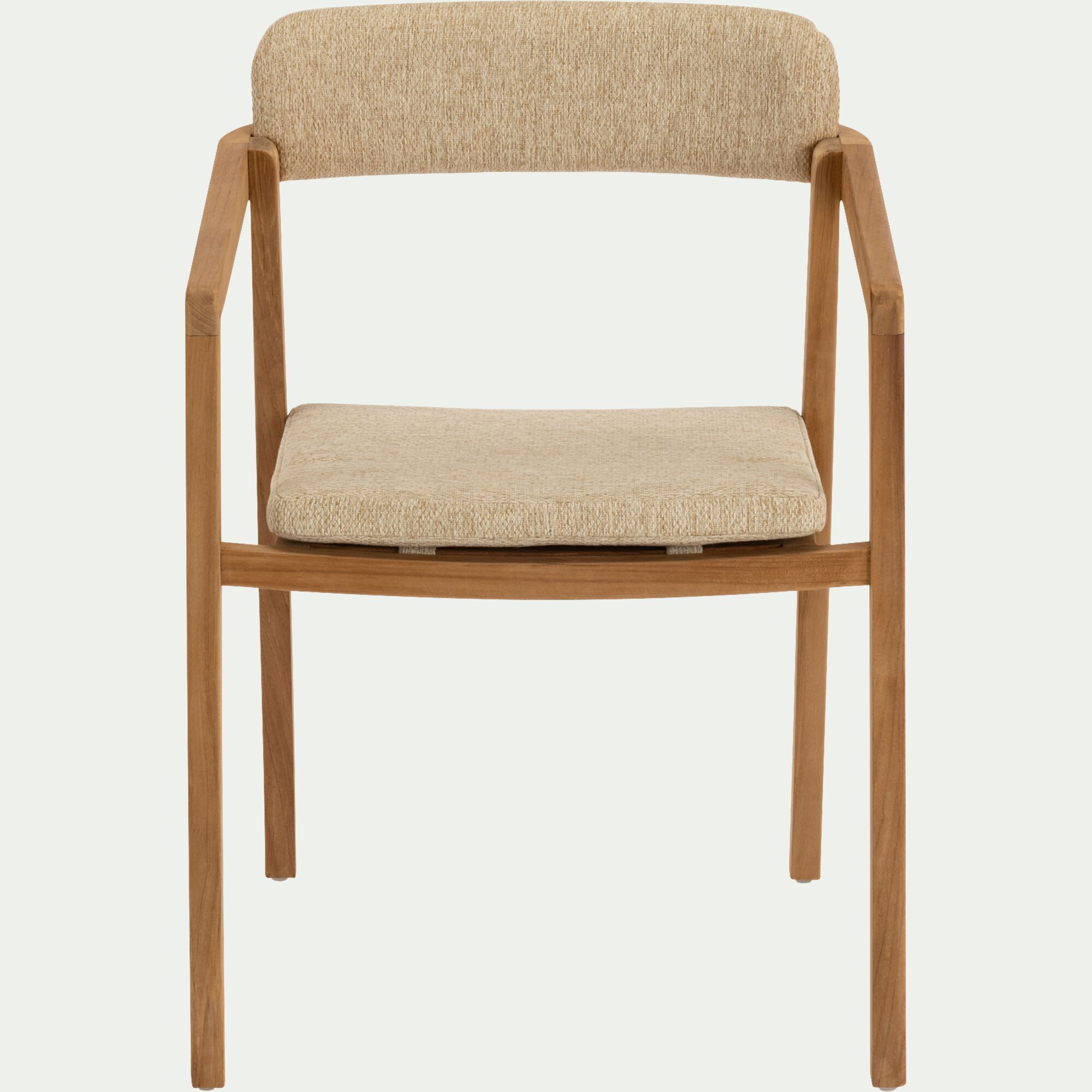 EVENOS - Chaise de jardin avec accoudoirs en teck massif - bois foncé