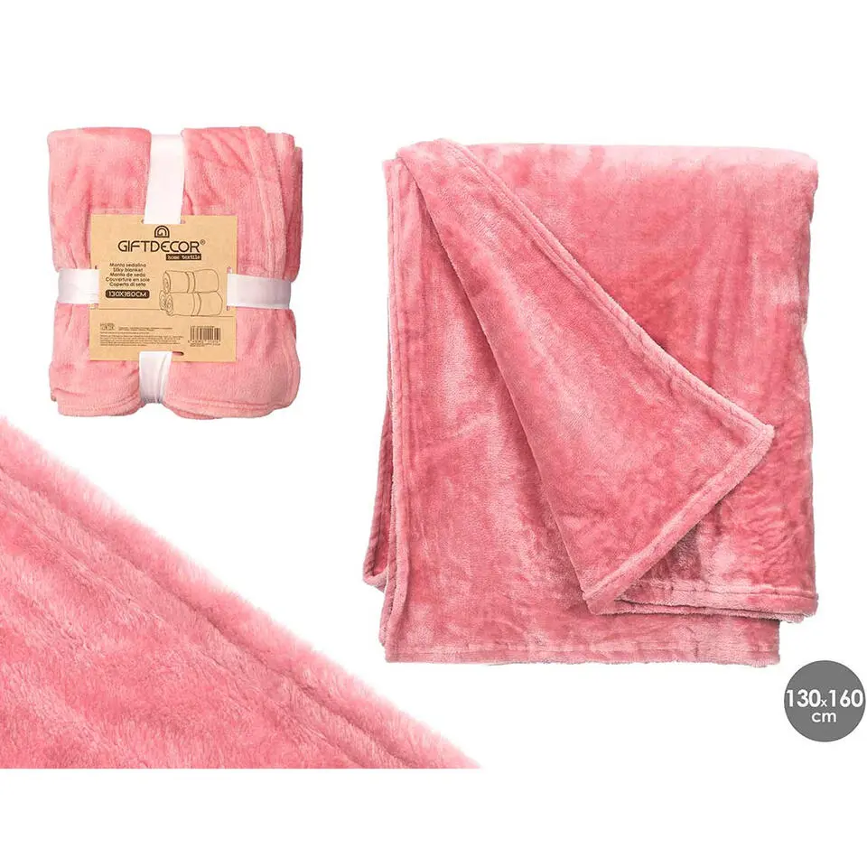 Giftdecor Fleece plaid - roze - polyester - 130 x 160 cm