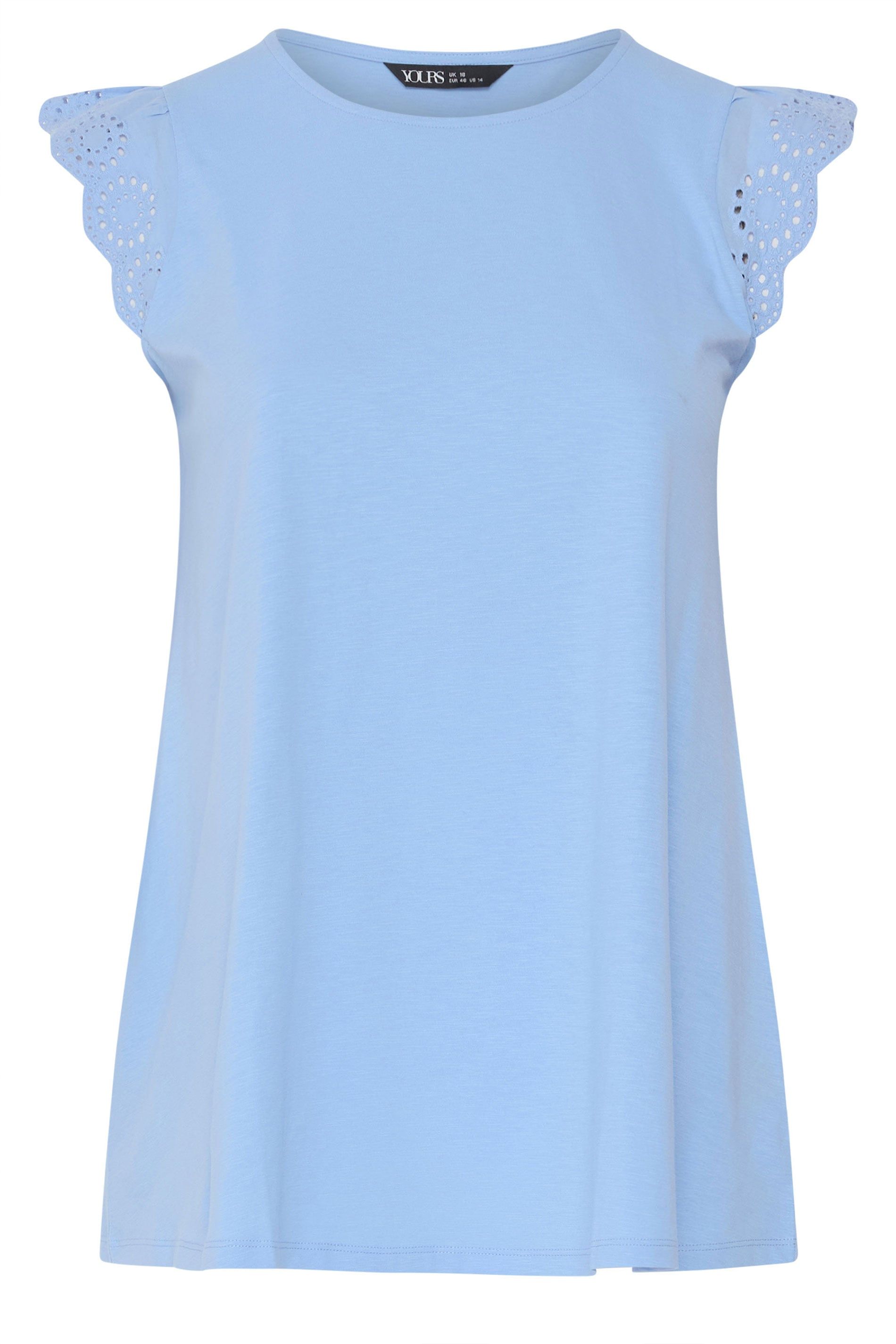 Yours Broderie Anglaise Frill Vest Top