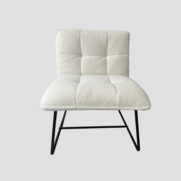 Fotel NELOX w tkaninie TEDDY BOUCLE ecru 63x69x73 cm HOMLA