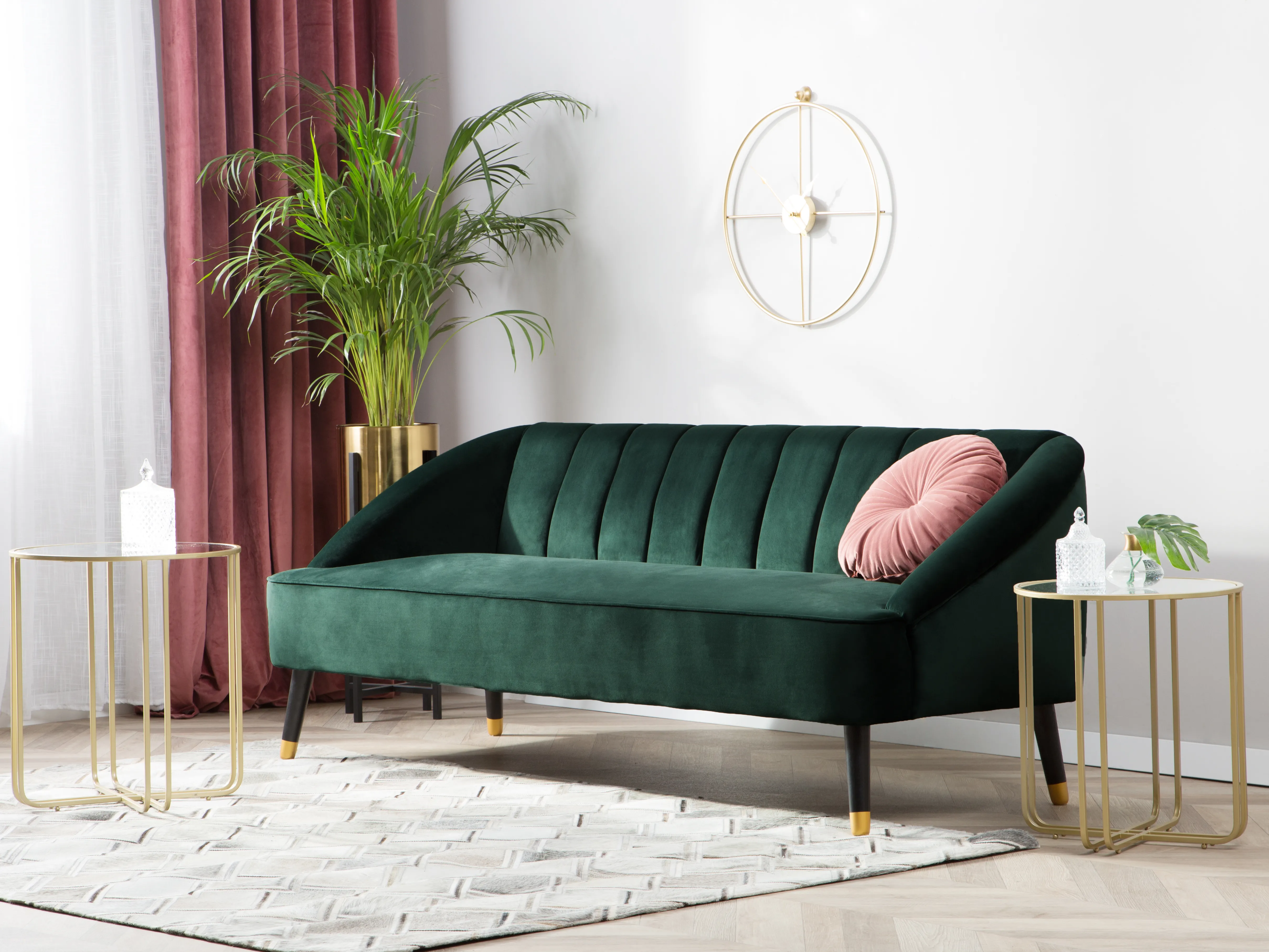 Sofa 3 Seater ALSVAG Velvet Emerald Green