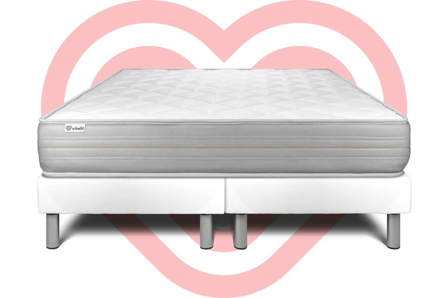 VITALMEMO - Ensemble Mousse  à mémoire de forme 200x200cm Gris