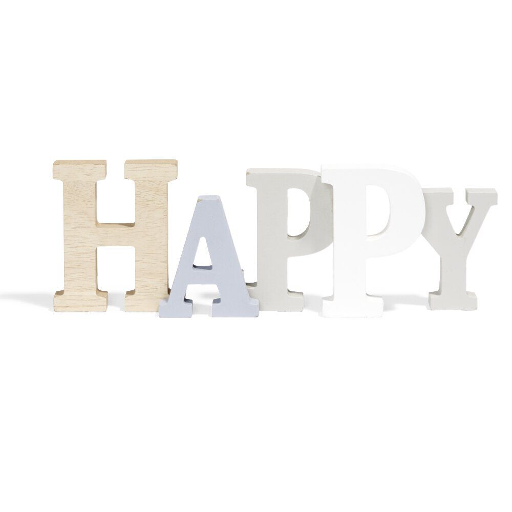 Décoration mot HAPPY en bois L49xH14cm
