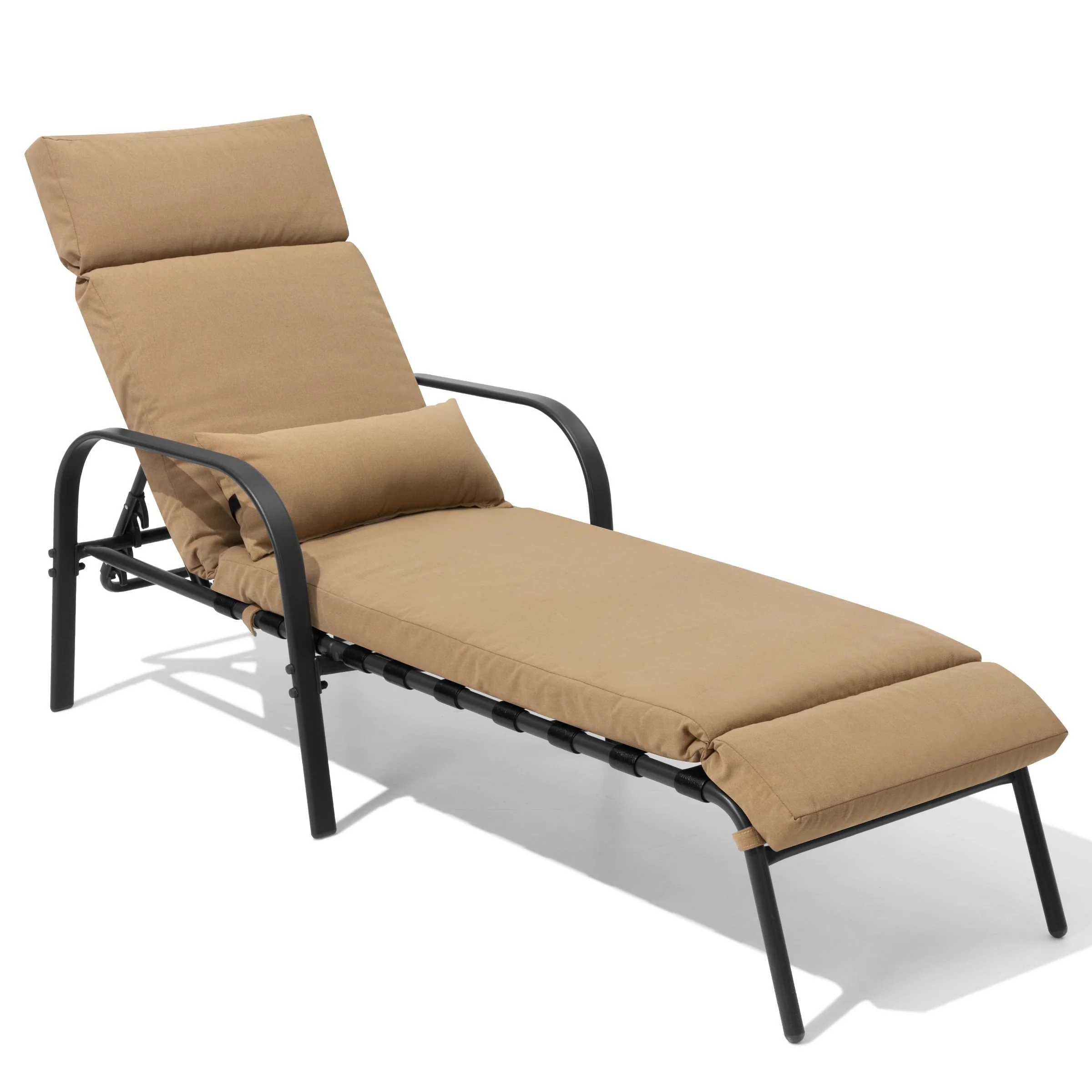 Patio Adjustable Chaise Lounge Chair with Cushion and Pillow for Outdoor & Indoor