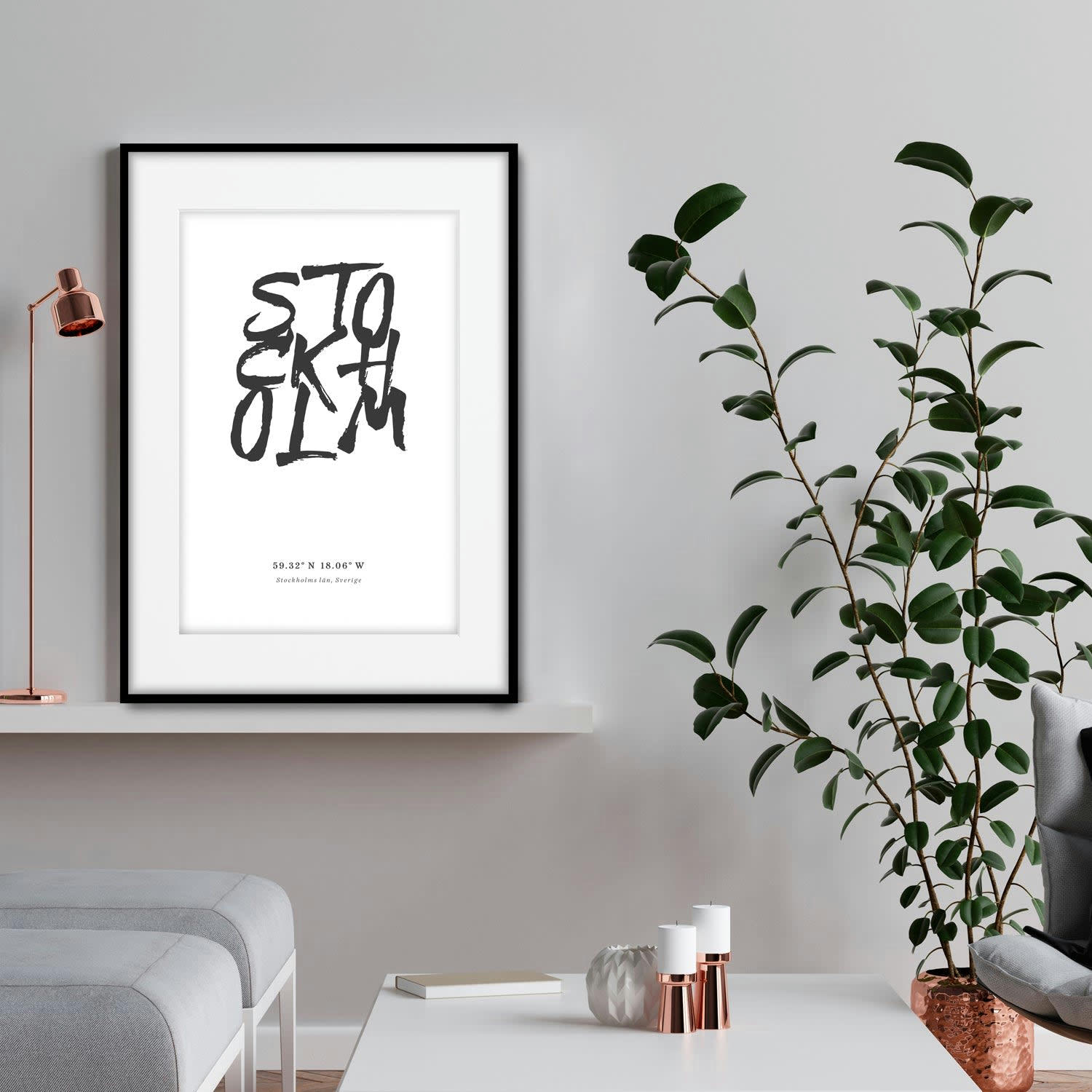 CIUDADES - Affiche avec cadre noir - Stockholm - 50x70