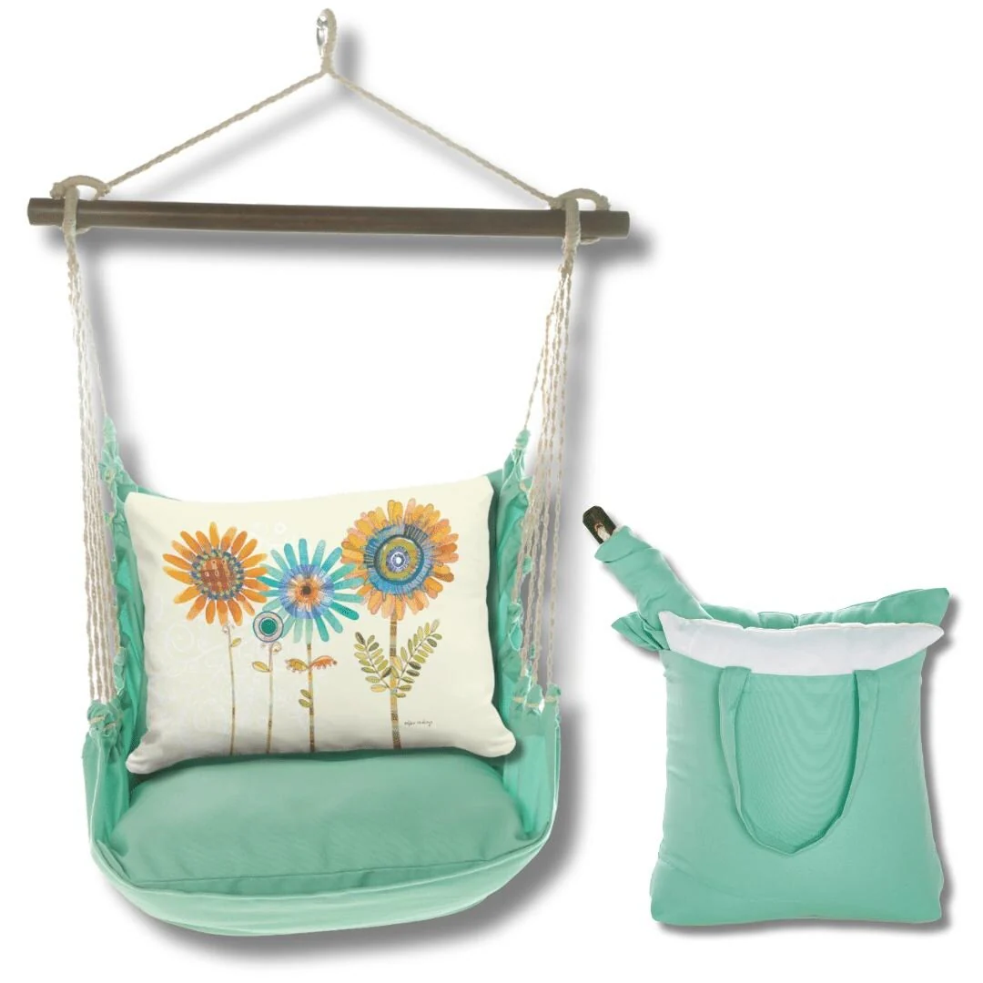 Magnolia Casual Swing Set 4 piece - Seafoam Green Solid w/ Summer Sunflowers