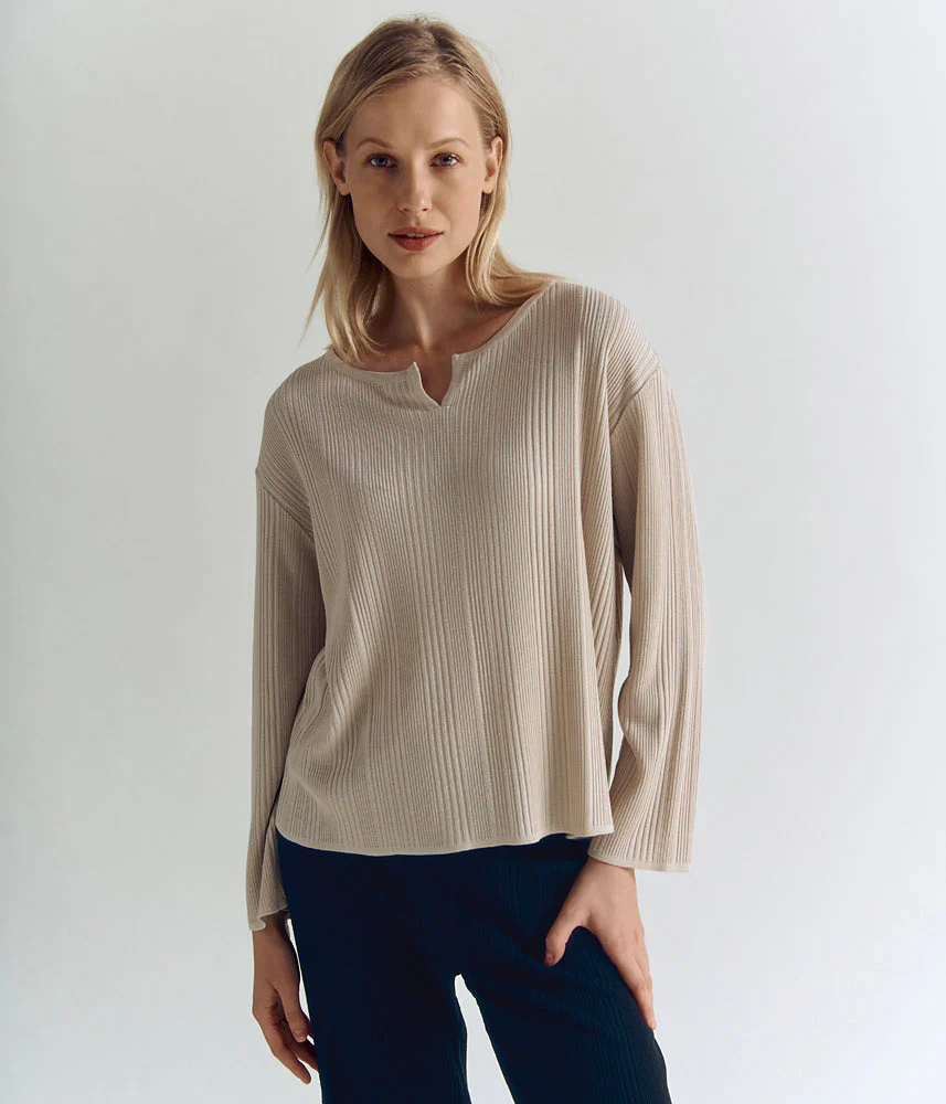 Pull maille côtes plates en viscose écologique AFTERNOON/83010/015