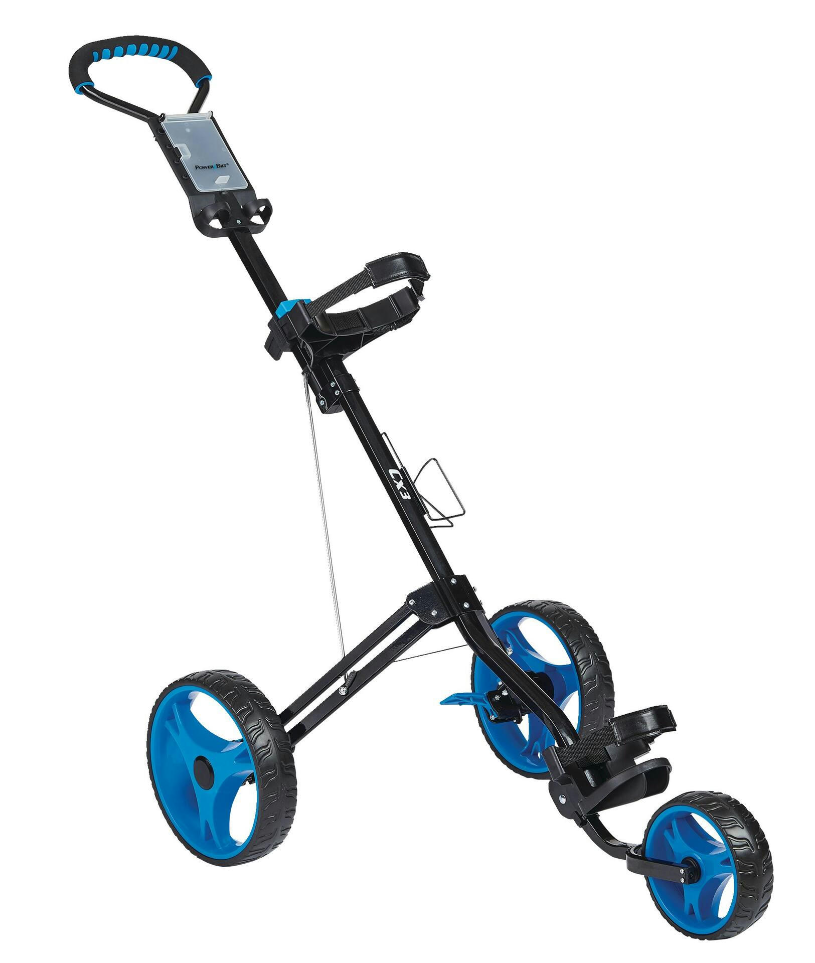 PowerBilt CX3 Aluminum Golf Push Cart Trolley, Lightweight, Blue