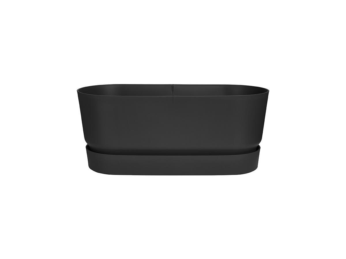GREENVILLE - Jardinière avec roulettes 60x26x25 cm en polypropylène noir