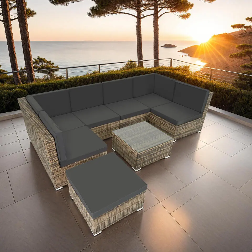 tectake - Loungeset Veneti? - wicker - naturel