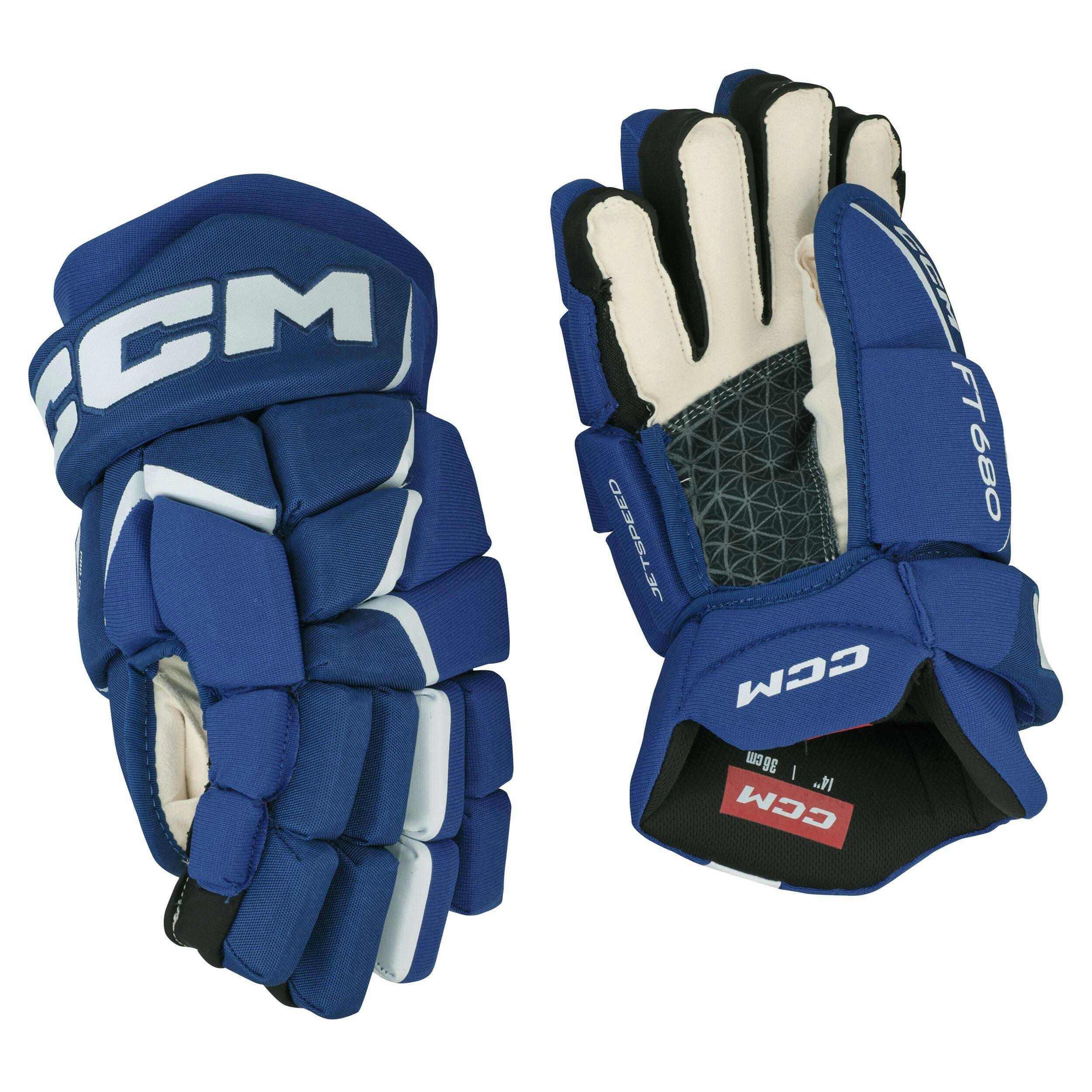 CCM Jetspeed FT680 Hockey Gloves, Senior, Royal/White, Assorted Sizes