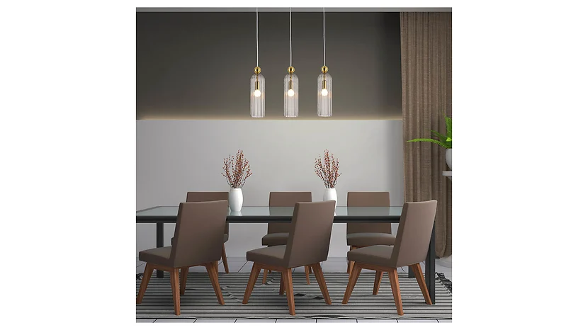 Lampa wisząca Piega 3-punktowa szklana złoto-szara