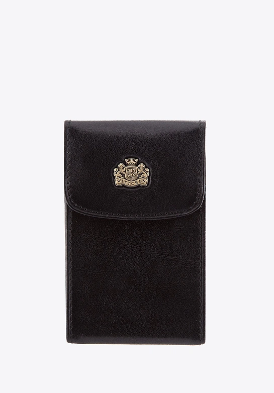 Etui na wizytówki ze skóry licowej czarne