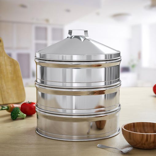 SOGA 3 Tier Stainless Steel Steamer with Lid 25cm