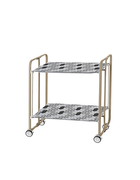 Desserte pliante BAUHAUS avec roulettes, Structure couleur sable, 2 niveaux, 4 positions