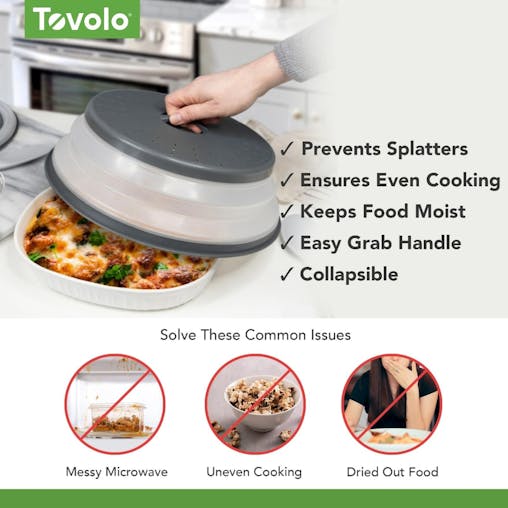 Tovolo Collapsible Microwave Food Cover Anti-Splatter 26cm Charcoal | Set of 2
