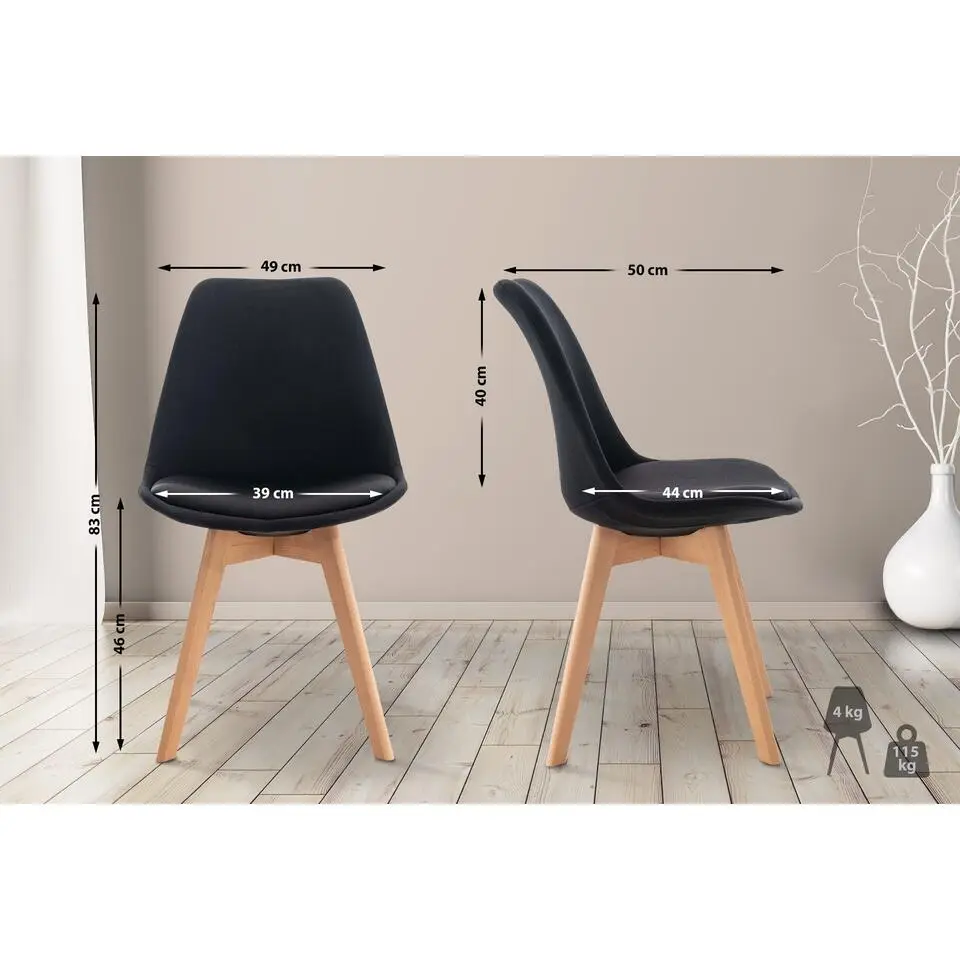 CLP Eetkamerstoel Linares natura Frame - Stof - zwart