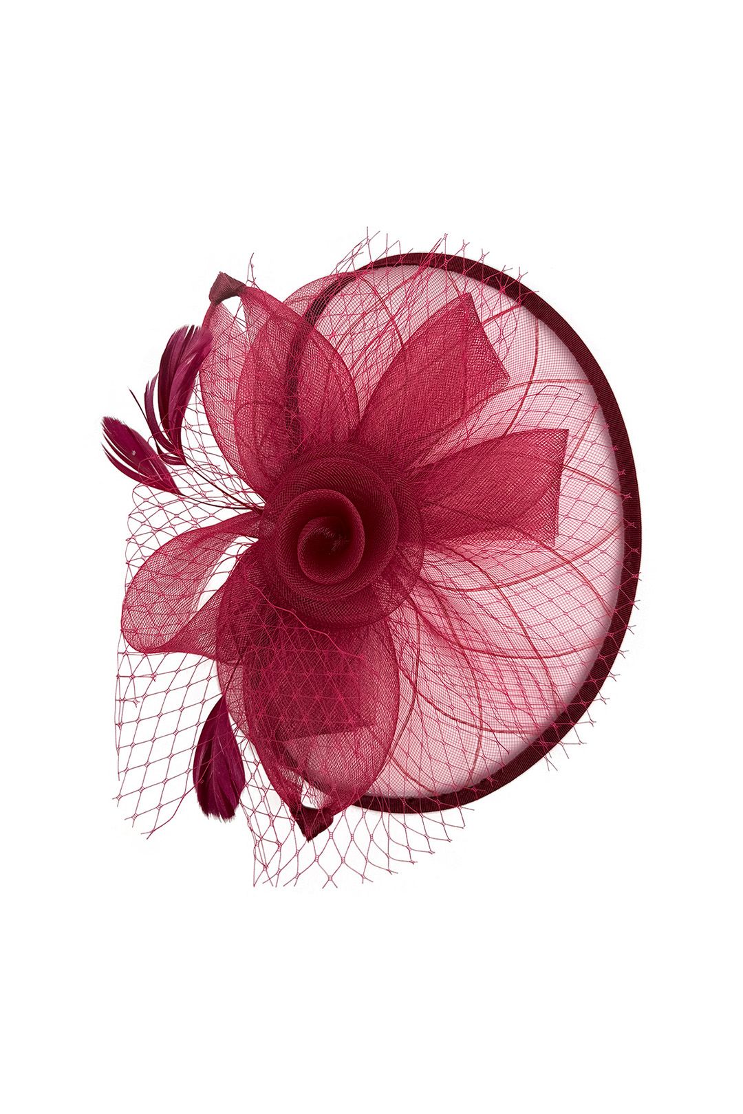 Vellin Statement Floral Mesh Fascinator with Feather Detail