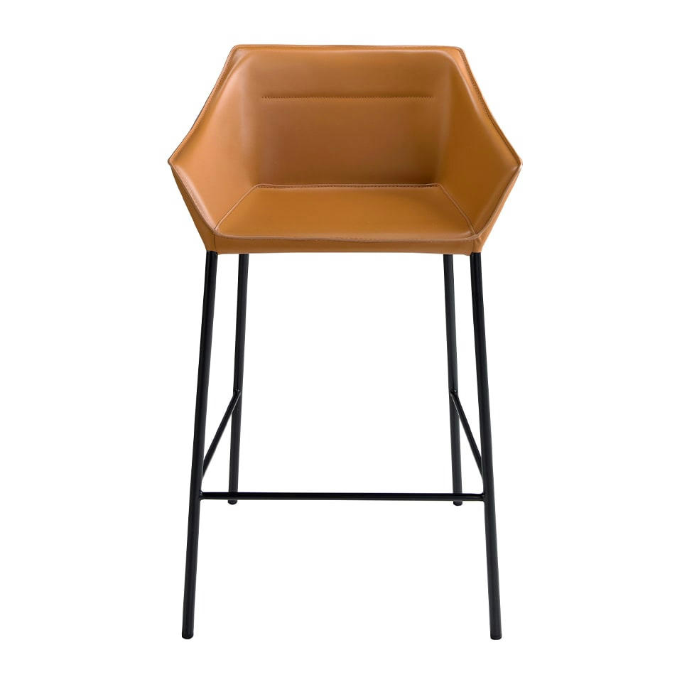 - Tabouret en croûte de cuir marron