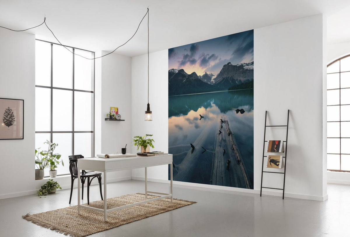 Sanders & Sanders fotobehang berglandschap blauw en grijs - 200 x 280 cm - 612573