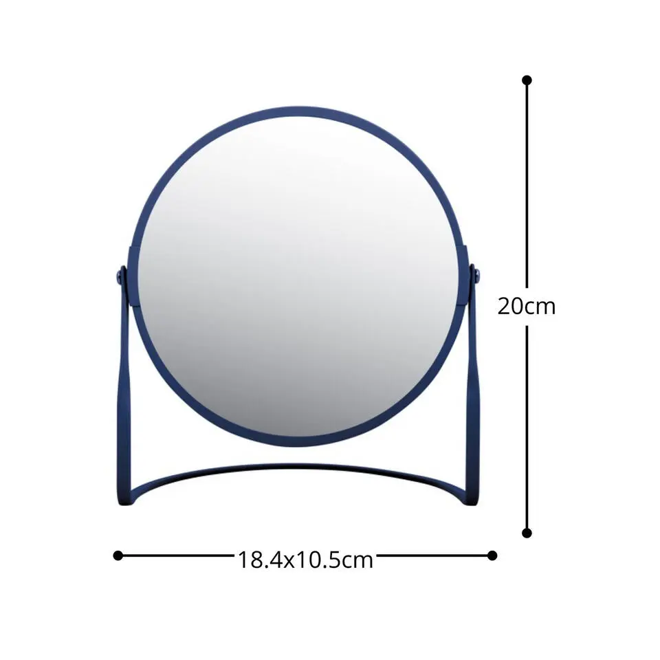 Make-up spiegel Cannes - 5x zoom - metaal - 18 x 20 cm - donkerblauw