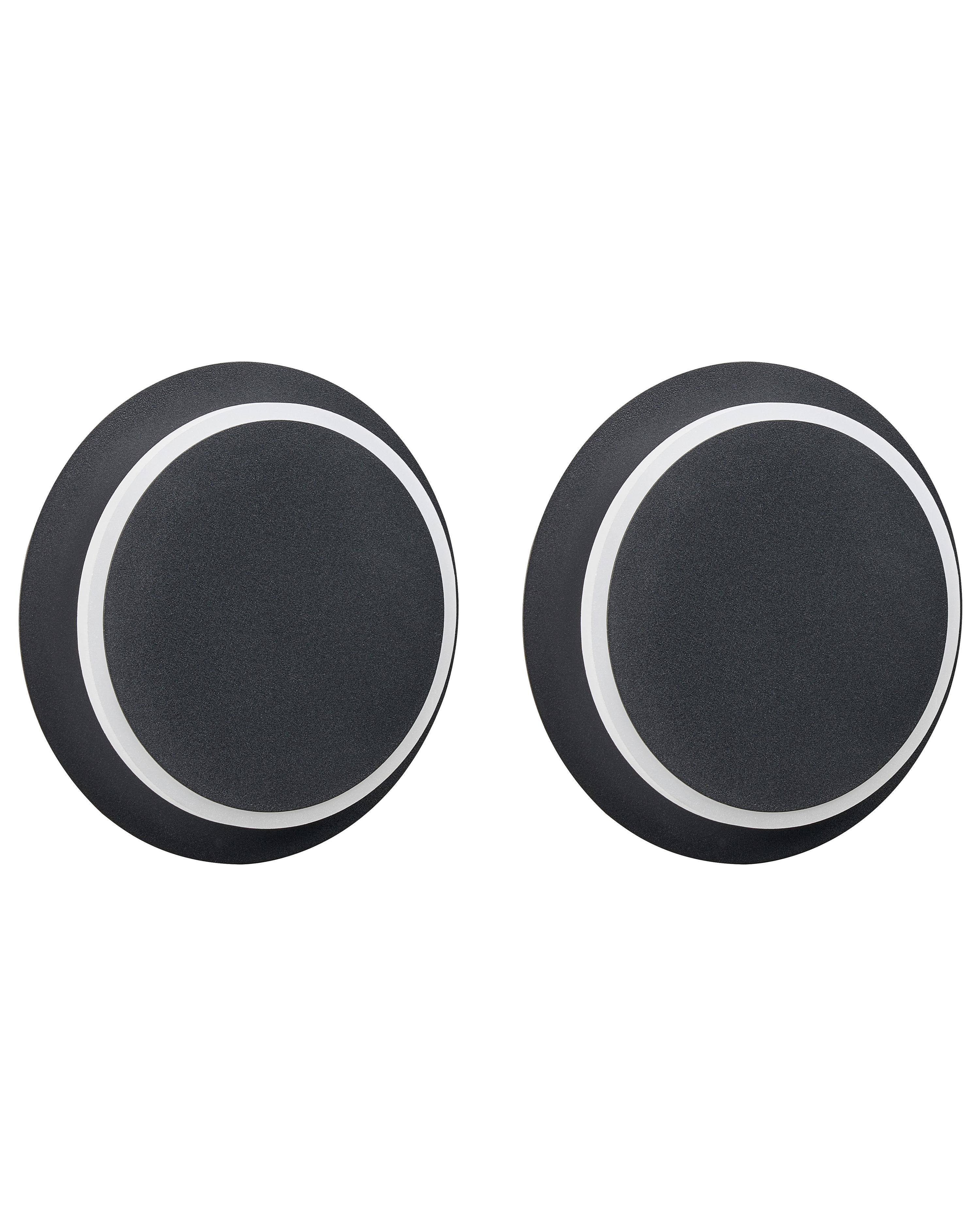 Set of 2 Wall Lamps SEMNON LED Metal Black