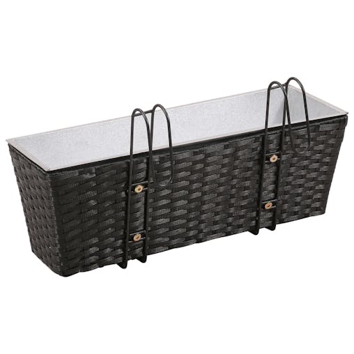 NNEVL Balcony Trapezoid Rattan Planter 2 pcs Black