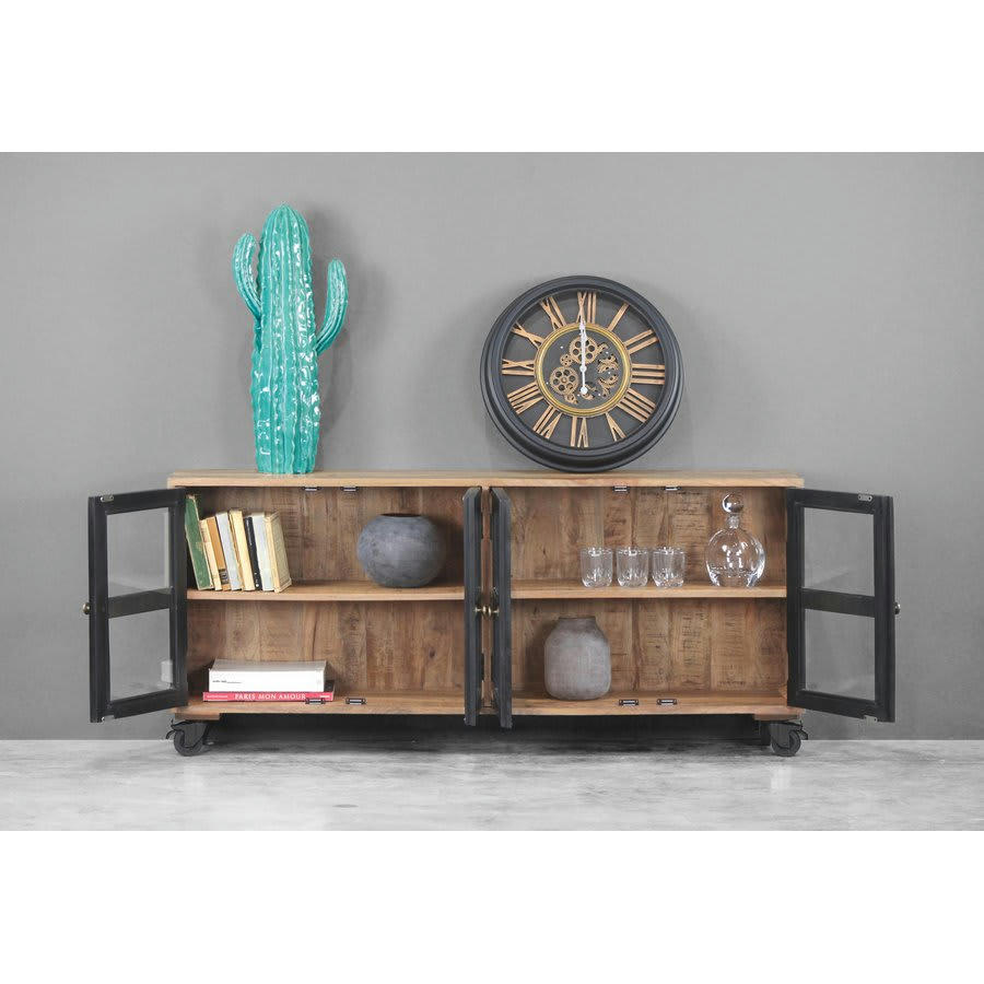 INDUSTRIAL FRAME - Buffet industriel en bois de manguier.