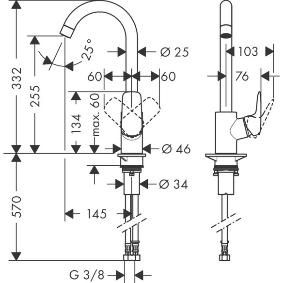 Armatur »Logis M31«, Einhebel-Küchenmischer, BxHxL: 99 x 332 x 181 mm