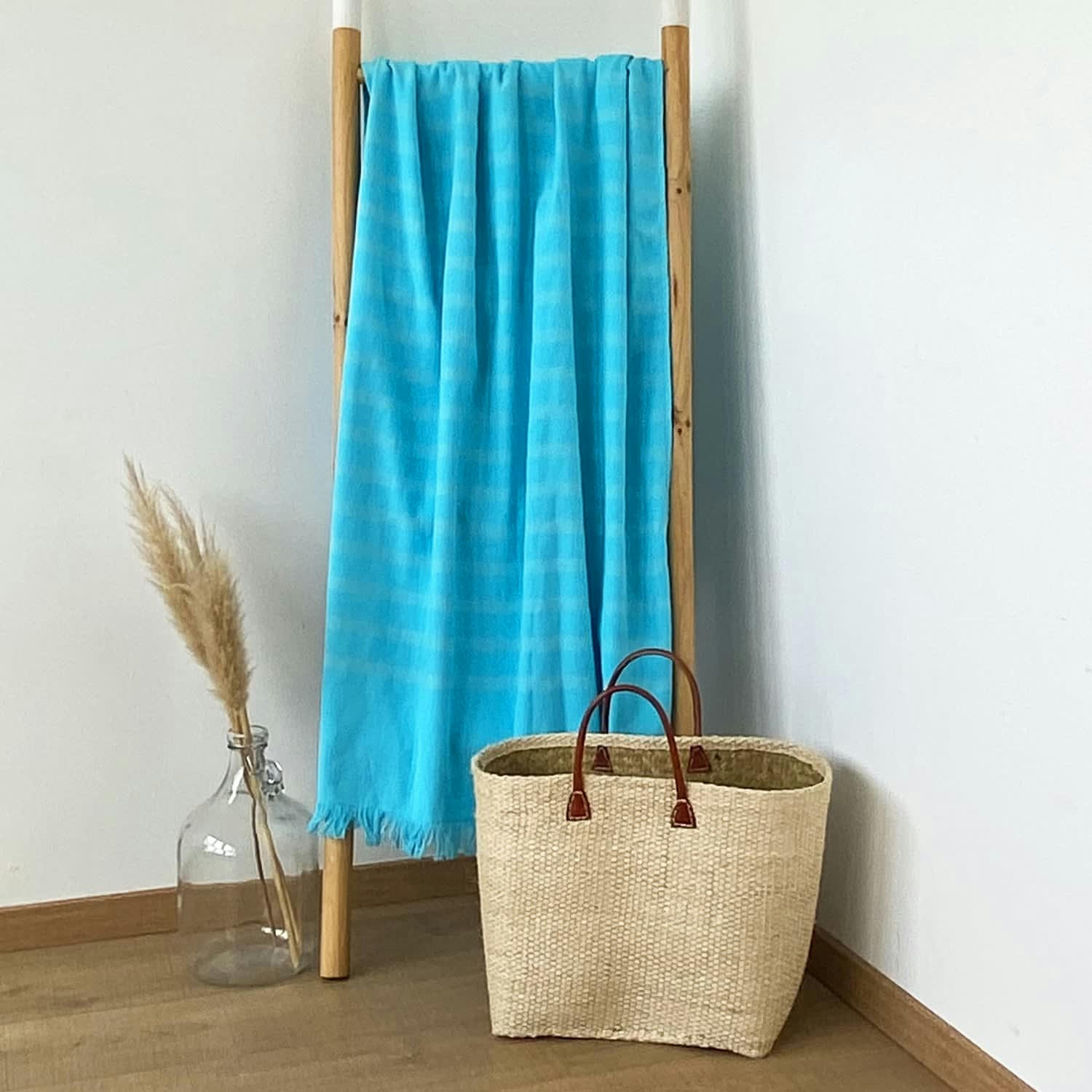 DOUBLÉE ÉPONGE - Fouta doublée éponge turquoise 