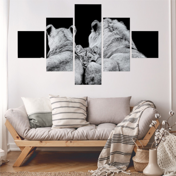Obraz Wieloczęściowy LWY Zwierzęta Natura 3D 150x90cm