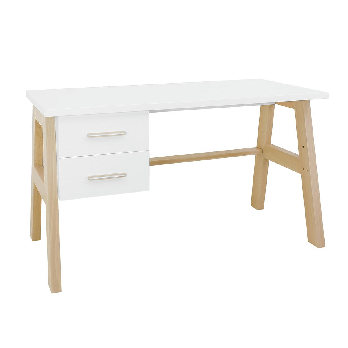 LISA - Bureau 2 tiroirs blanc naturel
