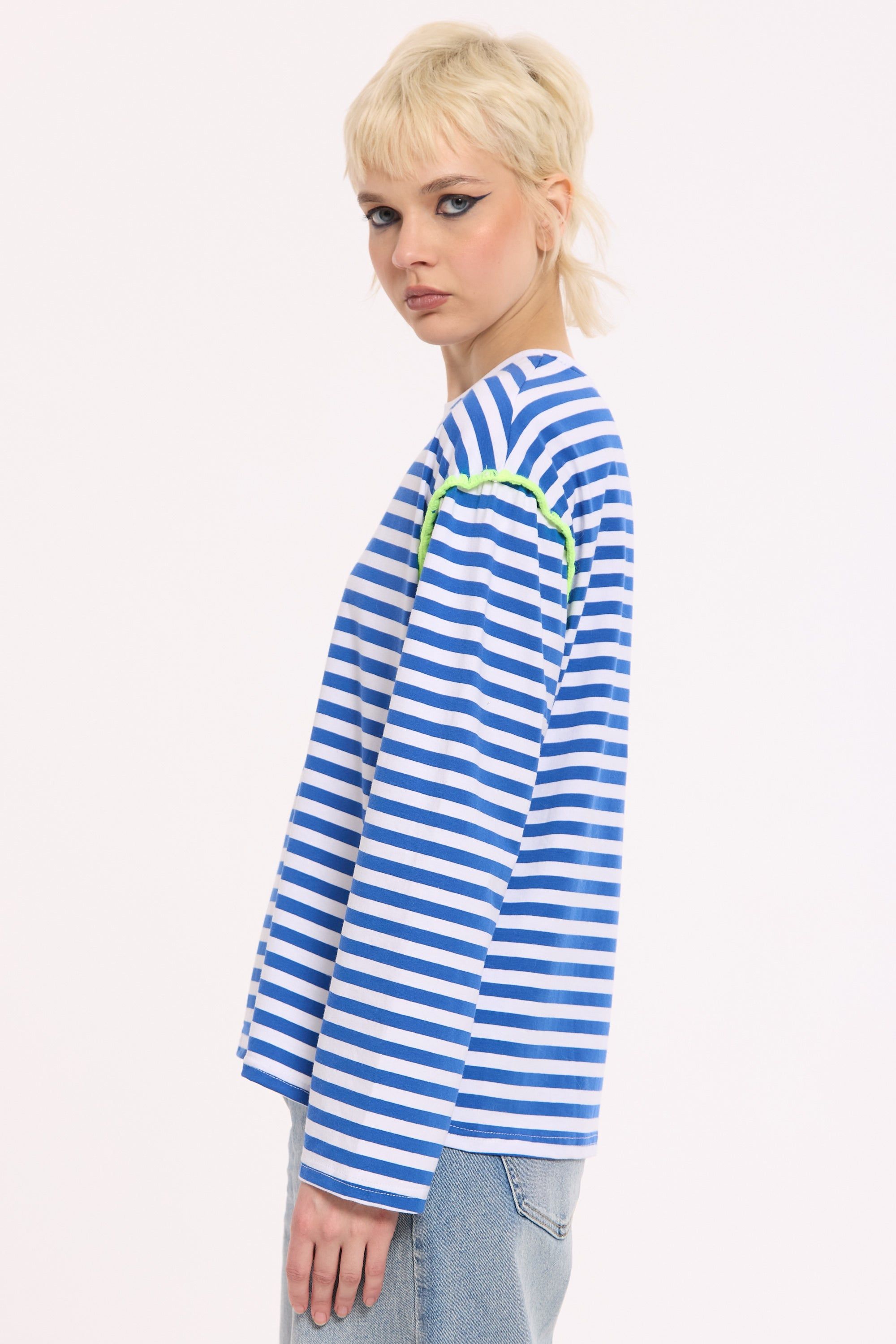 House of Holland Striped Relaxed Cotton Blend Long Top