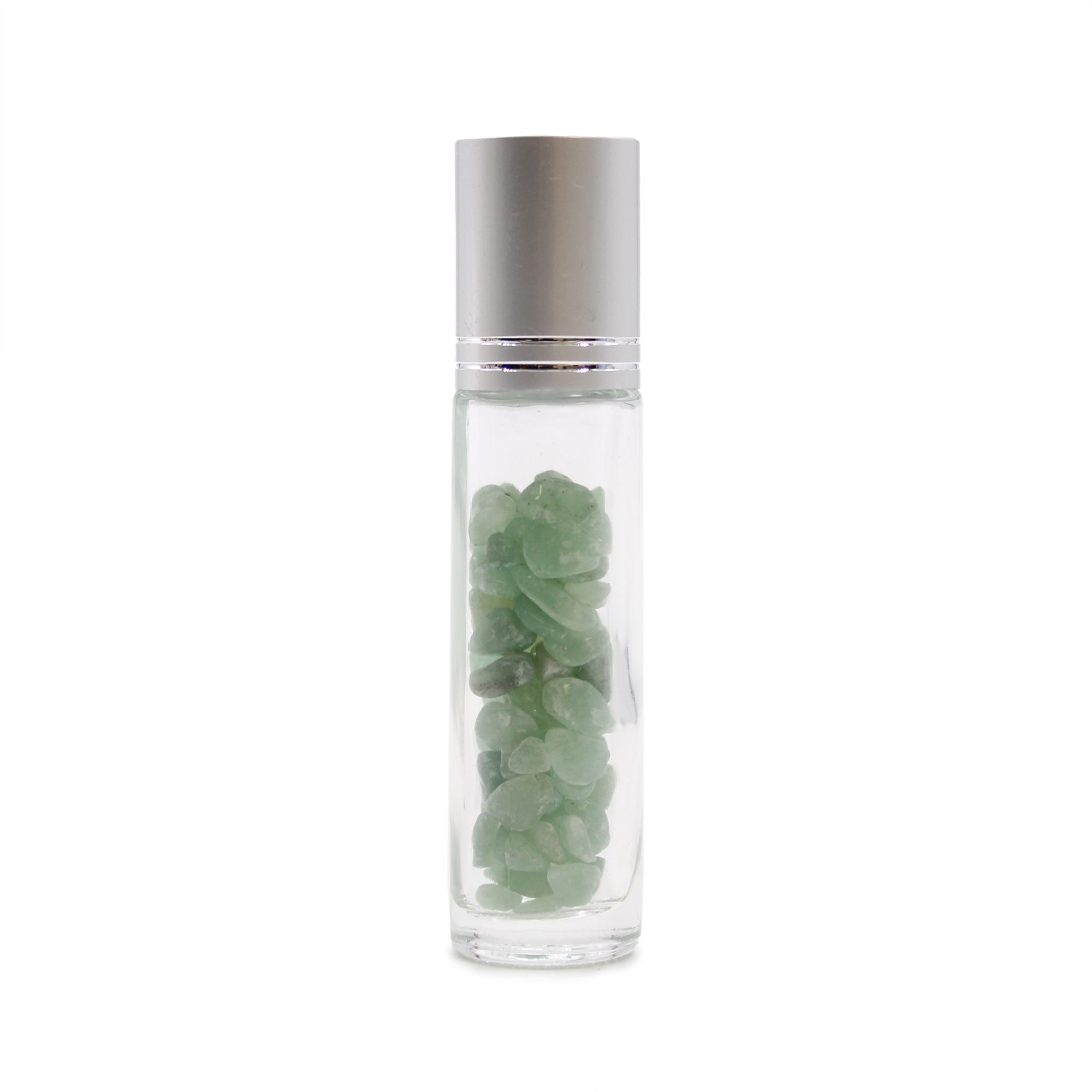 KDMD Gemstone Essential Oil Roller Bottle - Aventurine - Silver Cap