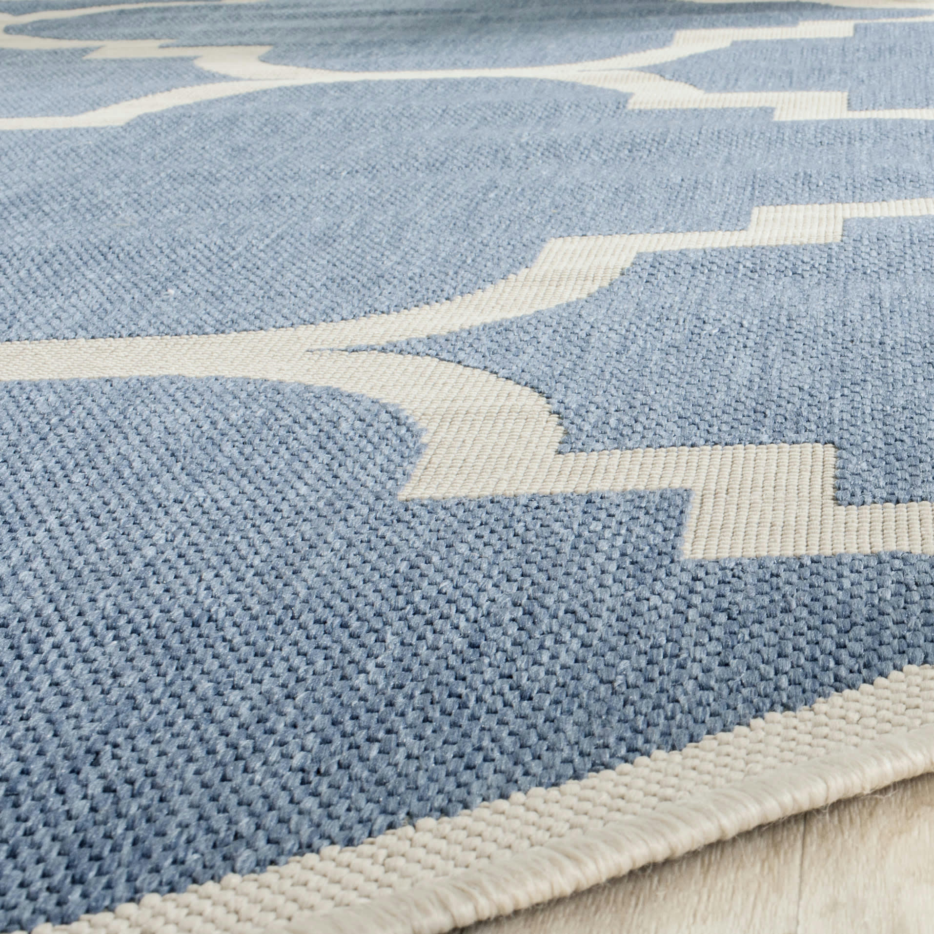 COURTYARD - Tapis interieur & exterieur en bleu & beige, 201 x 290 cm