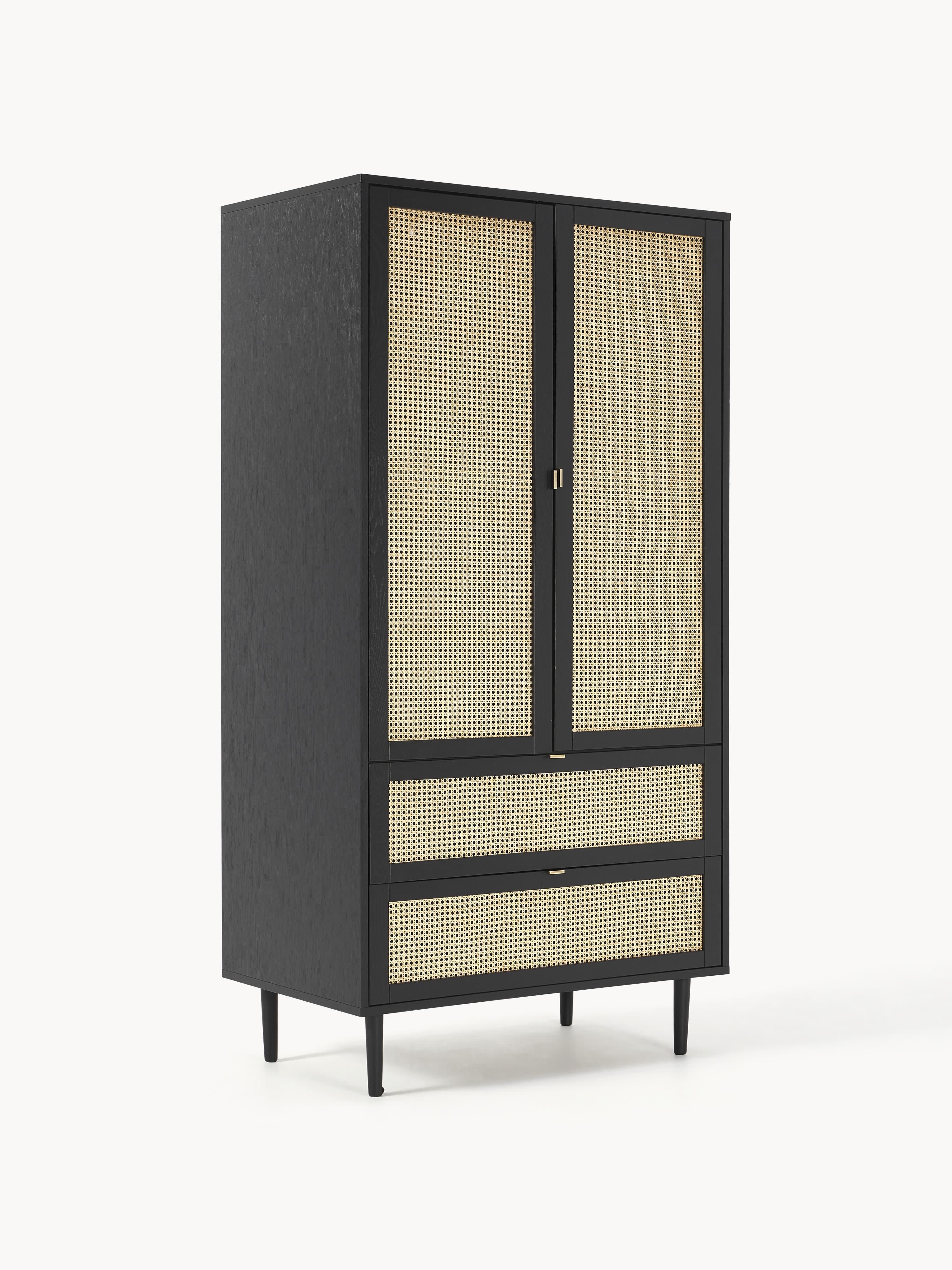 Kleiner Kleiderschrank Aries mit Wiener Geflecht, 2-türig