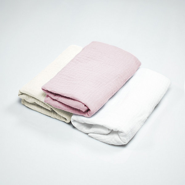 Lot de 3 Draps housses couffin en gaze de coton Pastel
