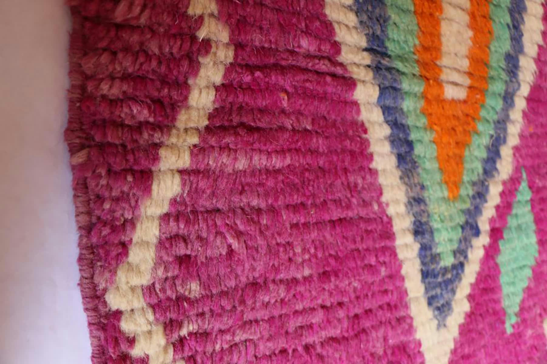 BERBERE - Tapis de couloir Berbere marocain pure laine 77x603