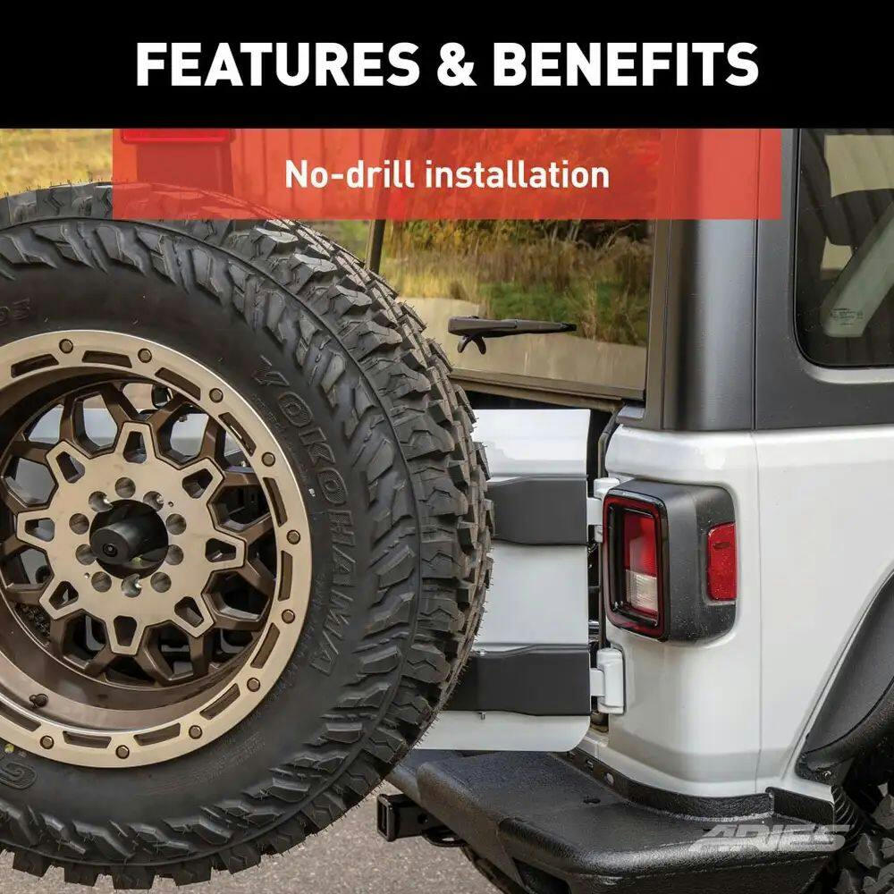 Aries 2563001 Jeep Wrangler JL Heavy-Duty Spare Tire Carrier
