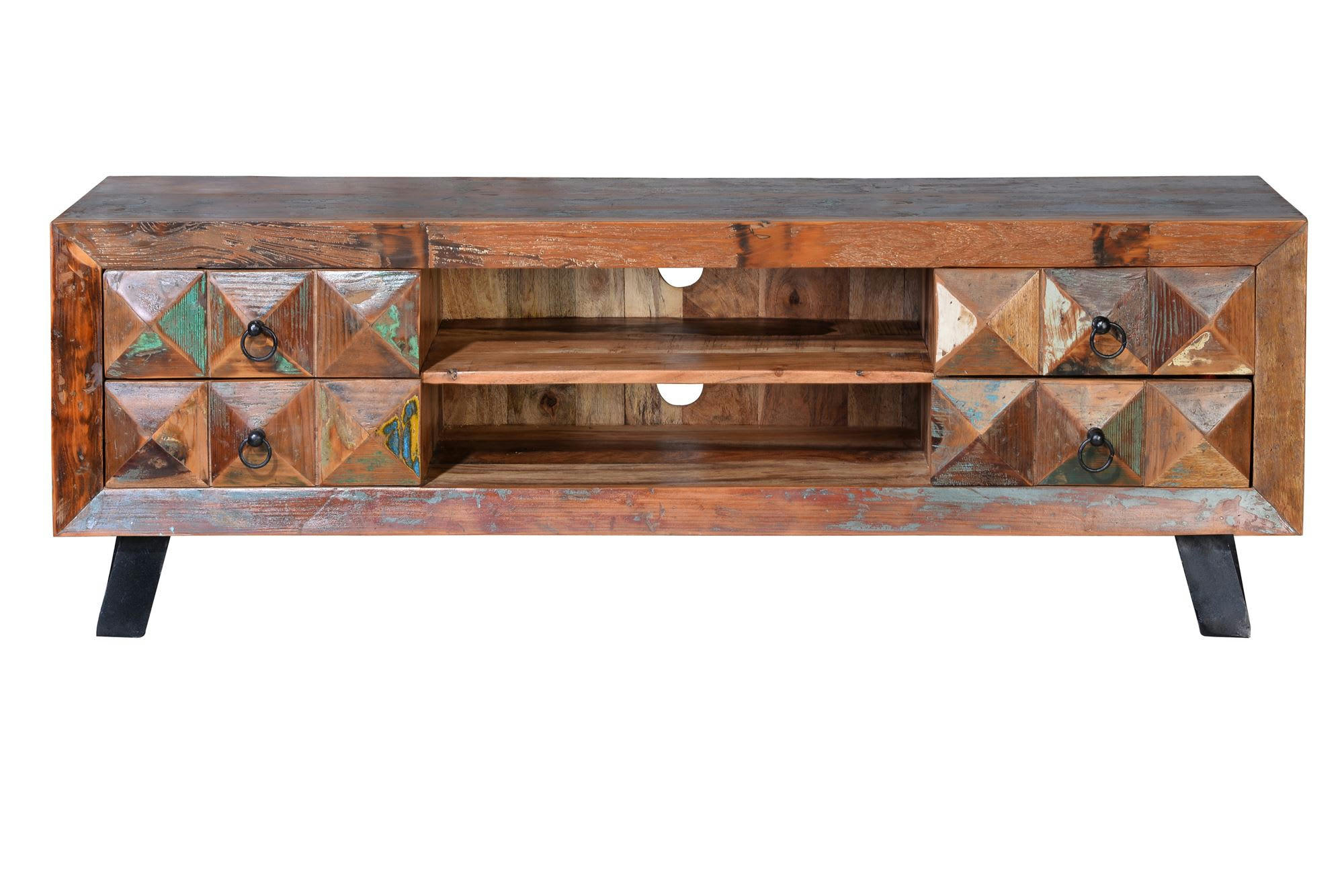 DIAMANTE RECICLADO - Meuble TV en bois recyclé multicolore