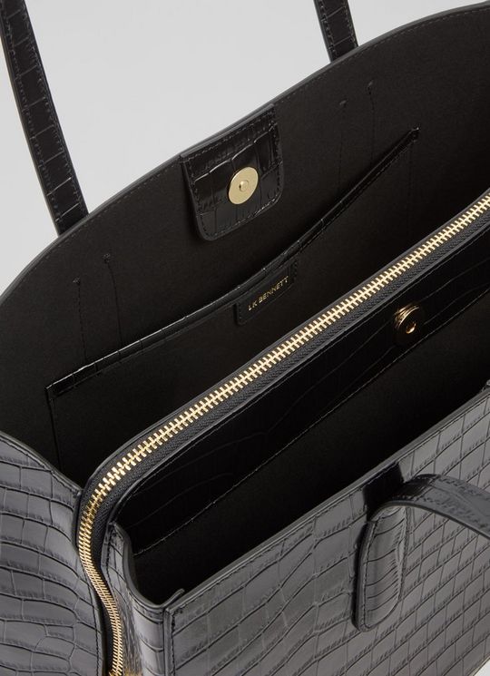 Olivia Black Croc Effect Oloid Tote Bag