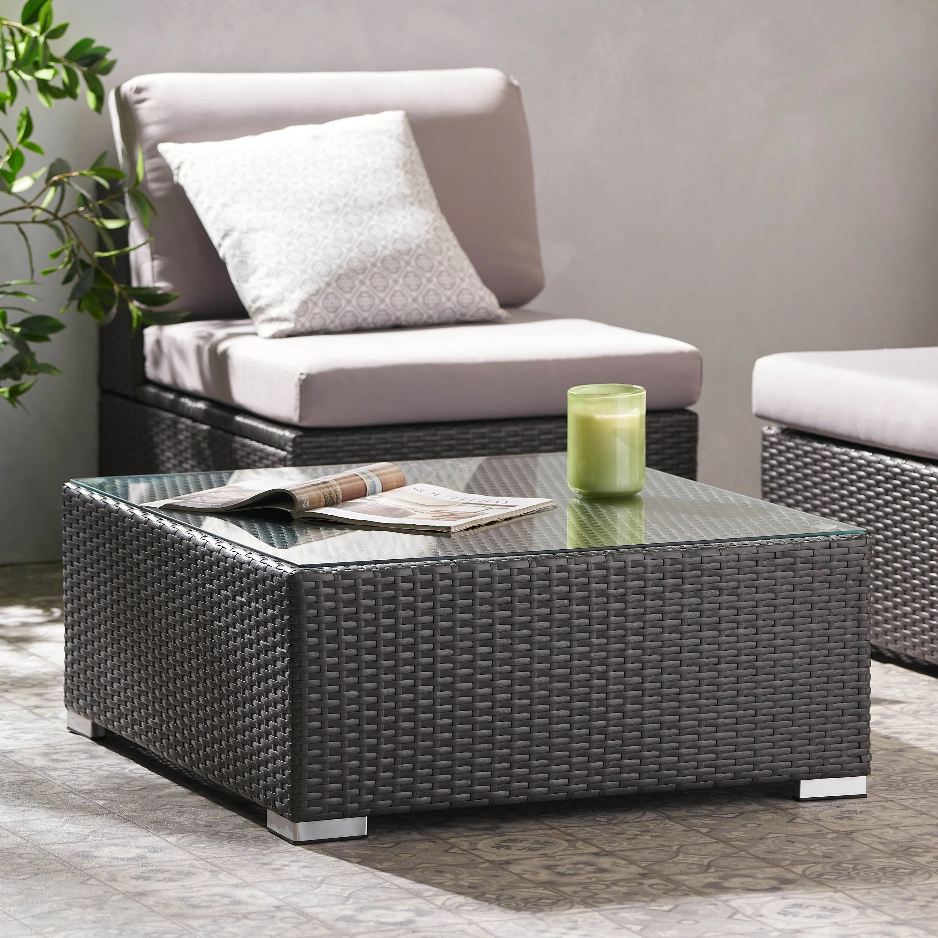Santa Rosa Wicker Outdoor Coffee Table by Christopher Knight Home