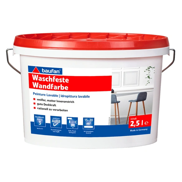 Wandfarbe »baufan«, waschfest, 2,5 Liter, weiß