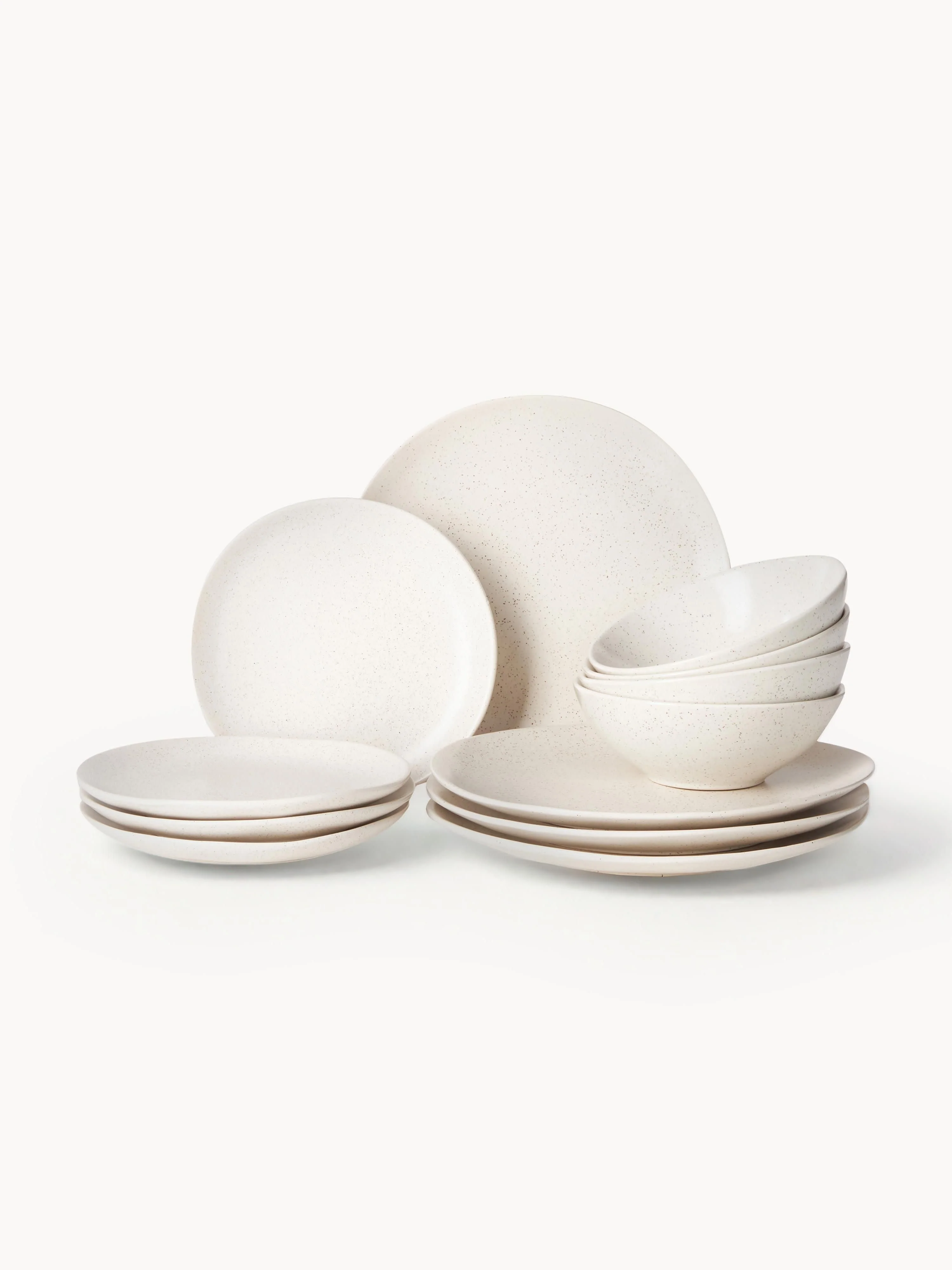 Handgemachtes Geschirr-Set Nordic Vanilla, 4 Personen, 12er-Set