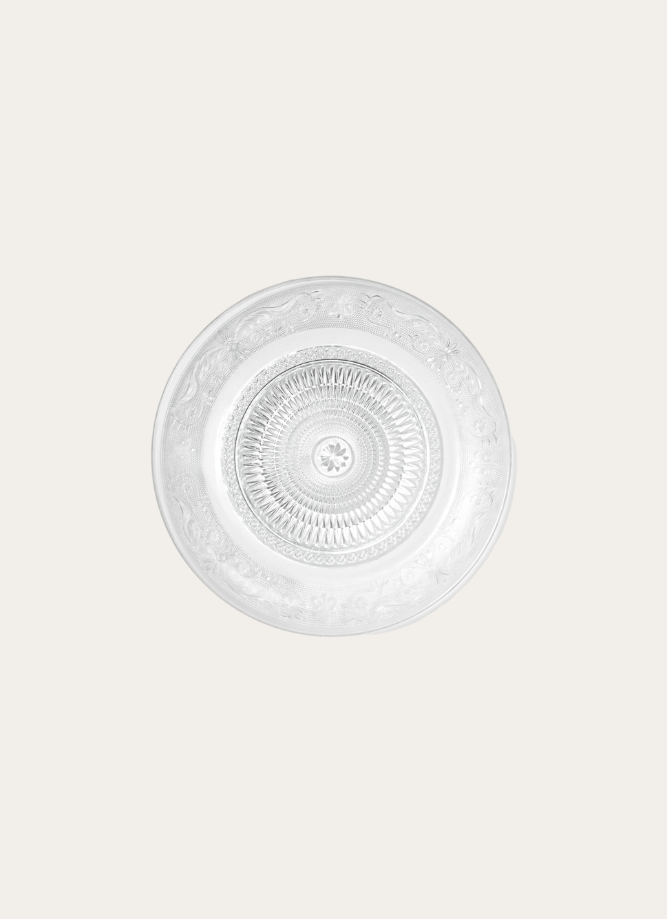 ASSIETTE DE PRÉSENTATION EN VERRE à MOTIFS GRAVÉS TRANSPARENT