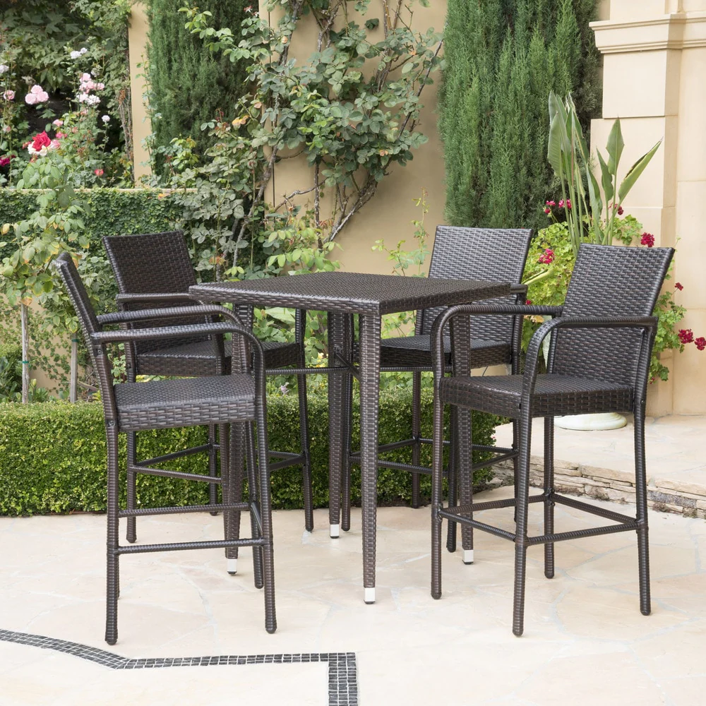 Colbin Wicker Outdoor 5-piece Bar Set by Christopher Knight Home