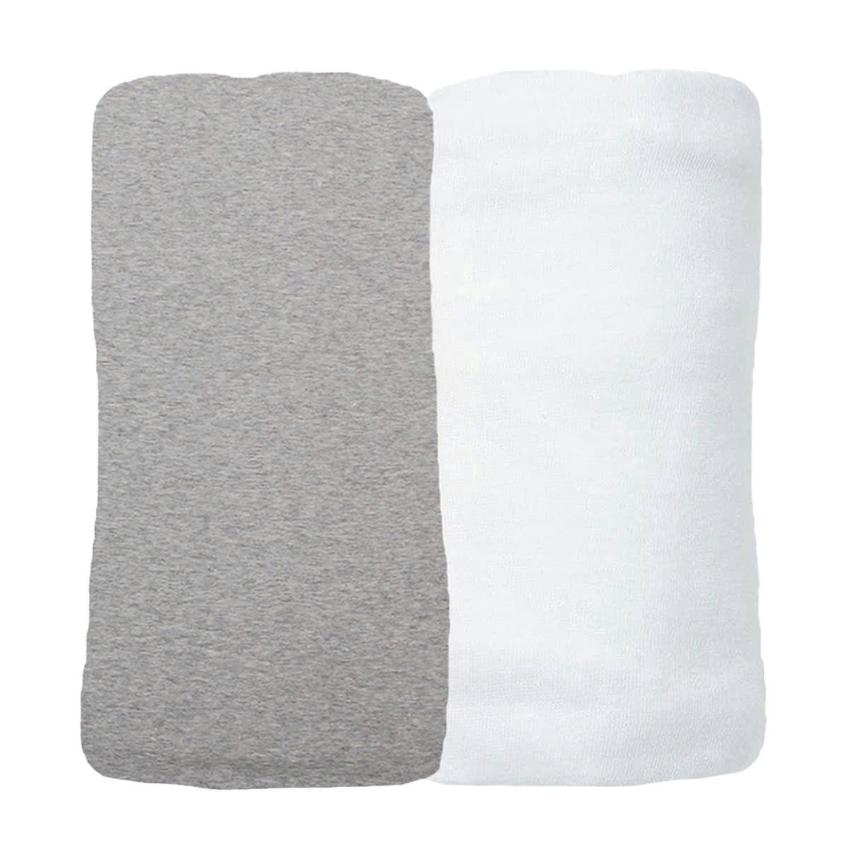 GAMME BIO UNIS - Lot de 2 Draps Housses jersey 70x140 cm Coton bio Gris/Blanc