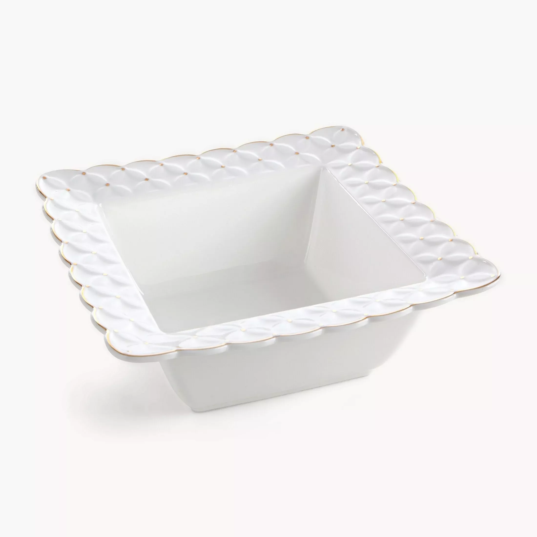 Misa ceramiczna dekoracyjna kremowa z złotymi akcentami 23x23x9 cm BELIA
