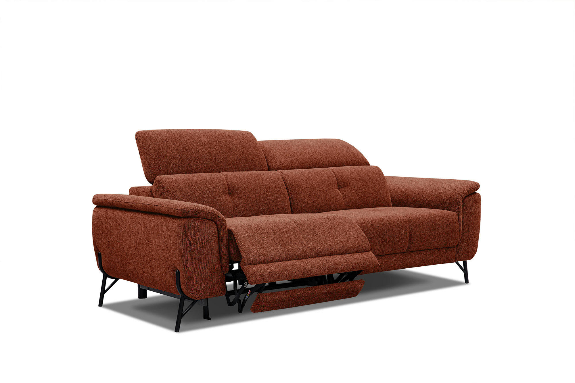 AVENA - Canapé 3 places avec une relax électrique à gauche tissu gris rouille